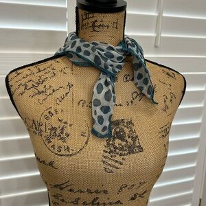 Harold Powell 100% silk Blue and Gray Polka Dot Scarf